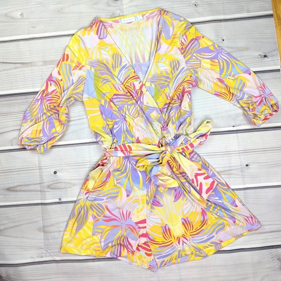 New York & Company Pants - NY & Co. Tropical Pastel Romper